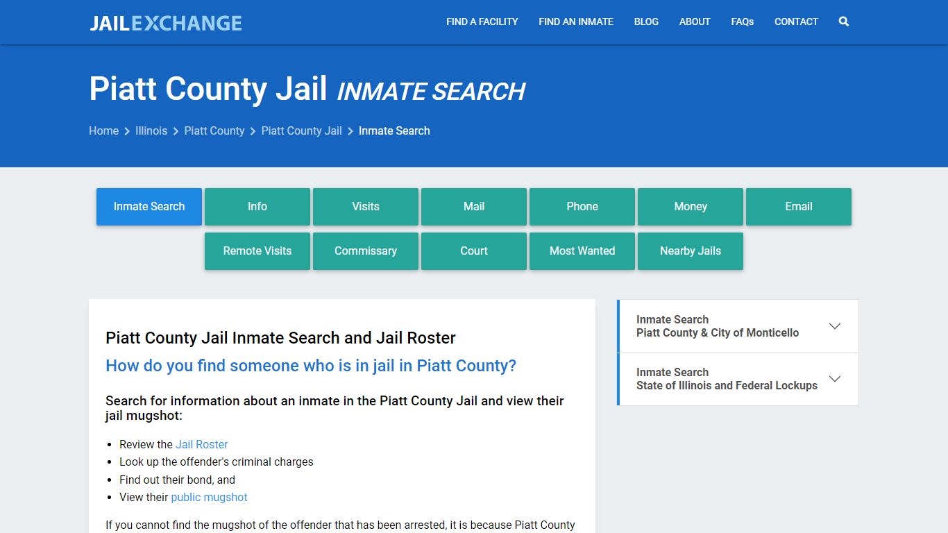 Inmate Search: Roster & Mugshots - Piatt County Jail, IL