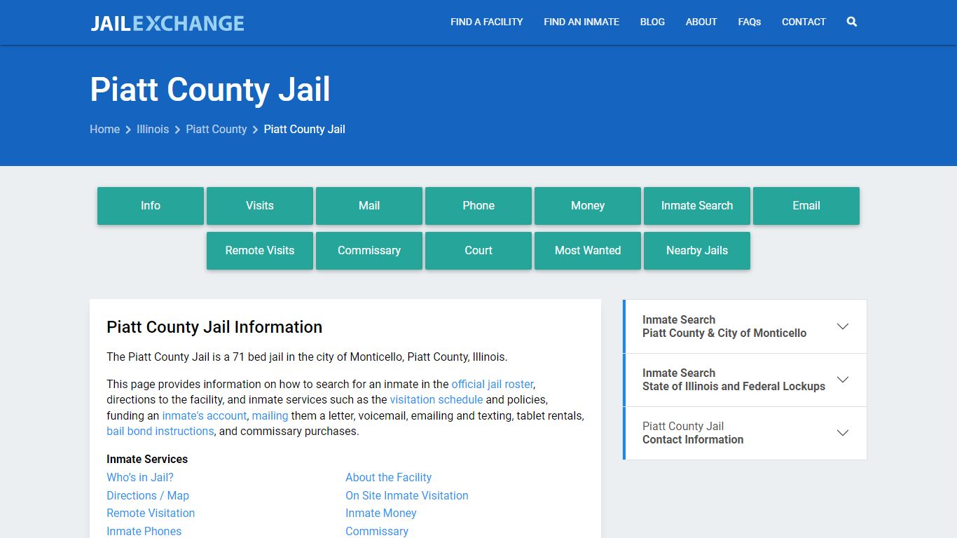 Piatt County Jail, IL Inmate Search, Information